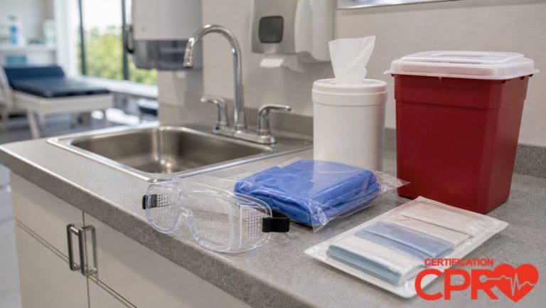 Bloodborne pathogens exposure control supplies for healthcare worker training in Lakeland.