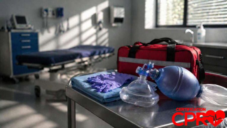 CPR training equipment in a medical classroom setting in Lakeland.