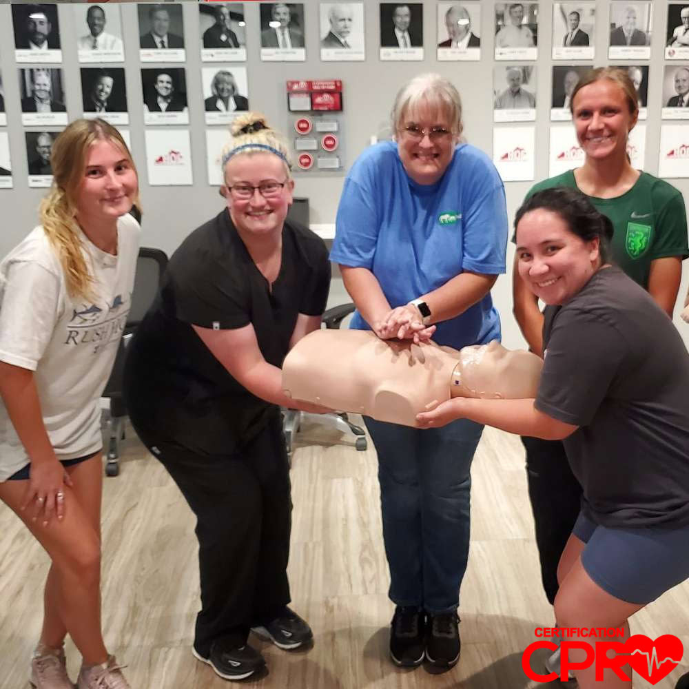 Group CPR training session in Lakeland with certification course.