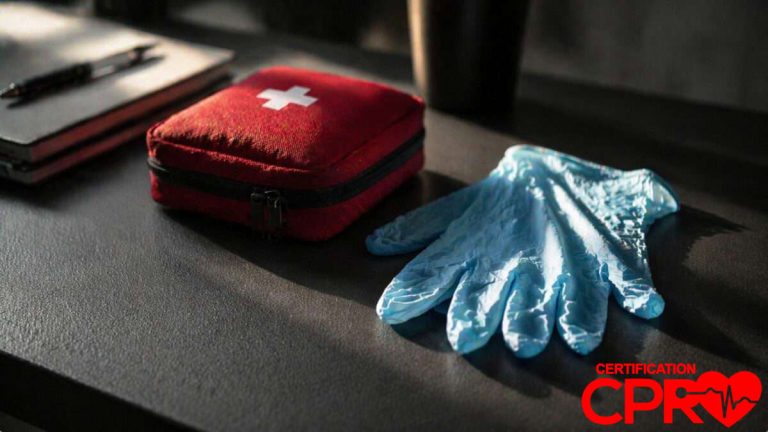 First aid kit and gloves for CPR certification and training in Lakeland.