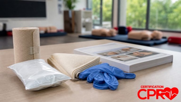 CPR training materials and certification supplies in Lakeland classroom.
