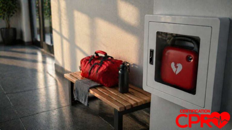 CPR training kit and AED device for cardiac emergencies in Lakeland.