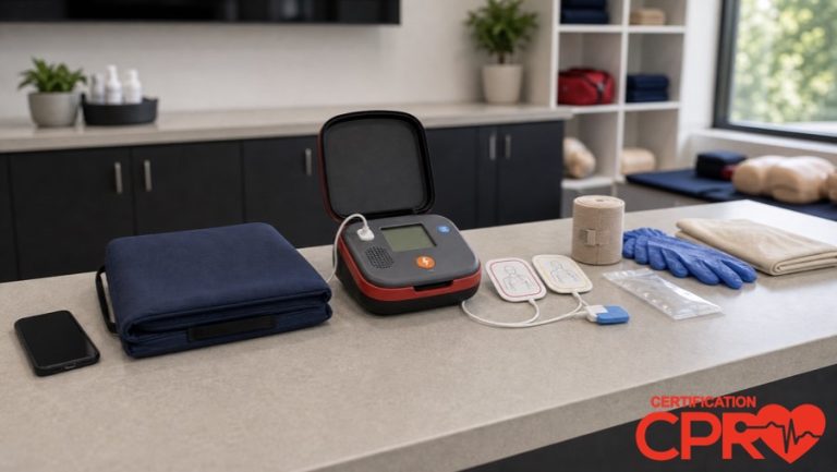 AED trainer and CPR classroom supplies for learning the Chain of Survival in Lakeland.