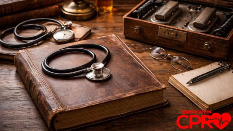 Stethoscope and medical tools for CPR training.
